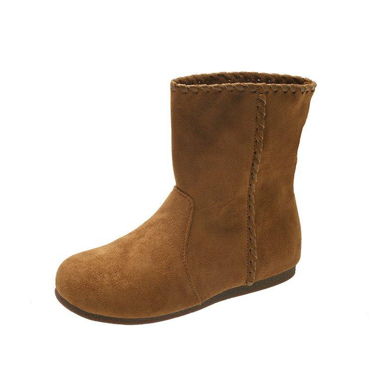 Soft leather version~ Korean version of retro round head fashionable thin boots women's 2025 new autumn sleeve flat bottom versatile short boots