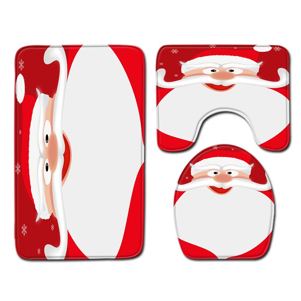 Christmas Bathroom Floor Mat Toilet Three-Piece Set