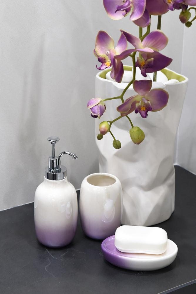 AWD INTERIOR Prem 1382 soap dish white purple ceramic