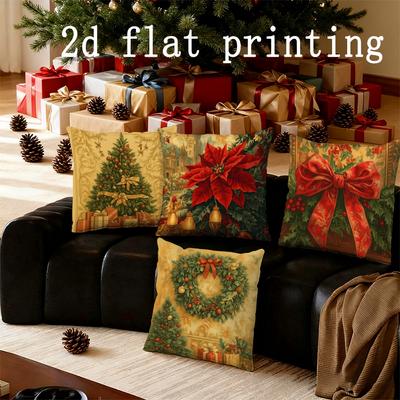 Home Decor Christmas-themed Decorative Digital Printed Pattern Cushion Cover Suitable for Sofa Bedroom Car Pillow Cover