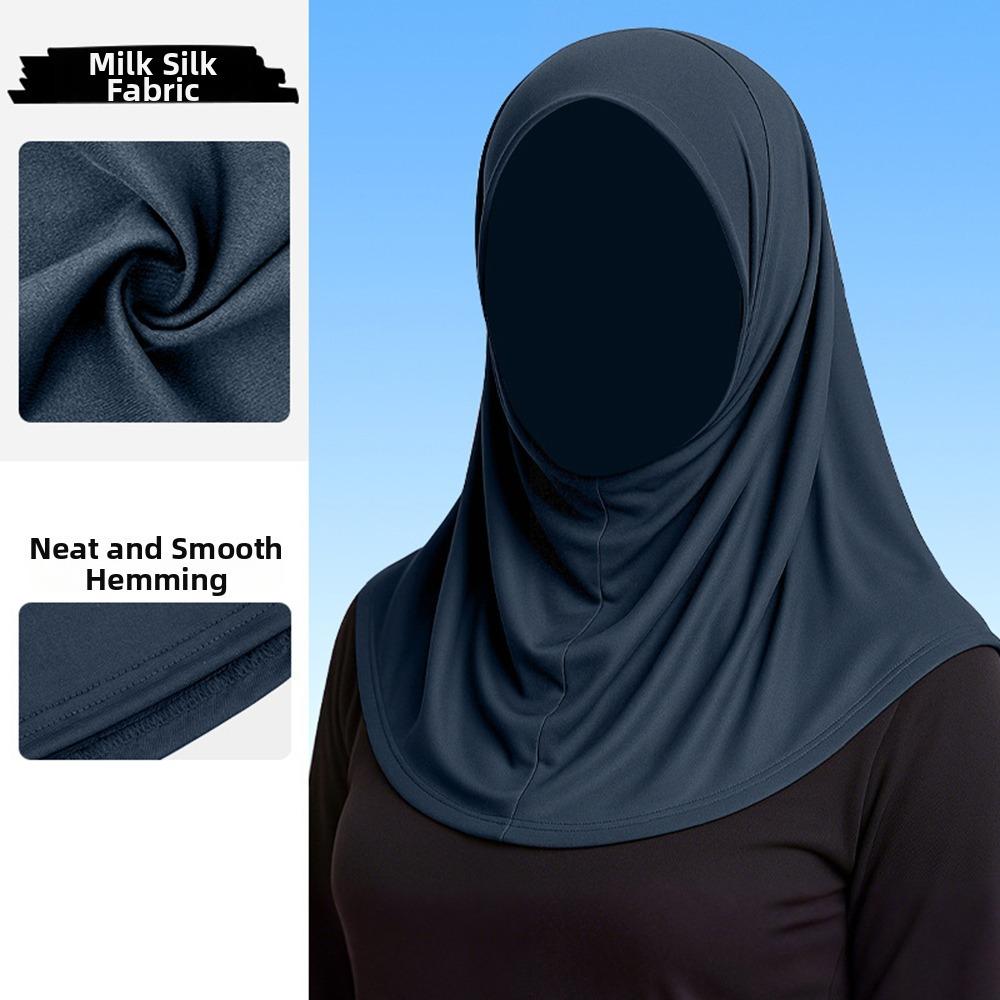 Elegant Ice Silk Women Hijab Scarf Neck Protection Sun Protection Instant Hijab Lightweight Spandex Prayer Hijab Lady
