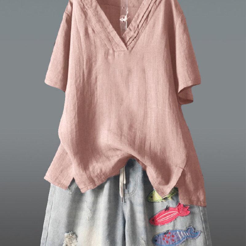 

Весна Лето Большой Размер Повседневная Однотонная Футболка с Коротким Рукавом для Женщин XXXXL розовый