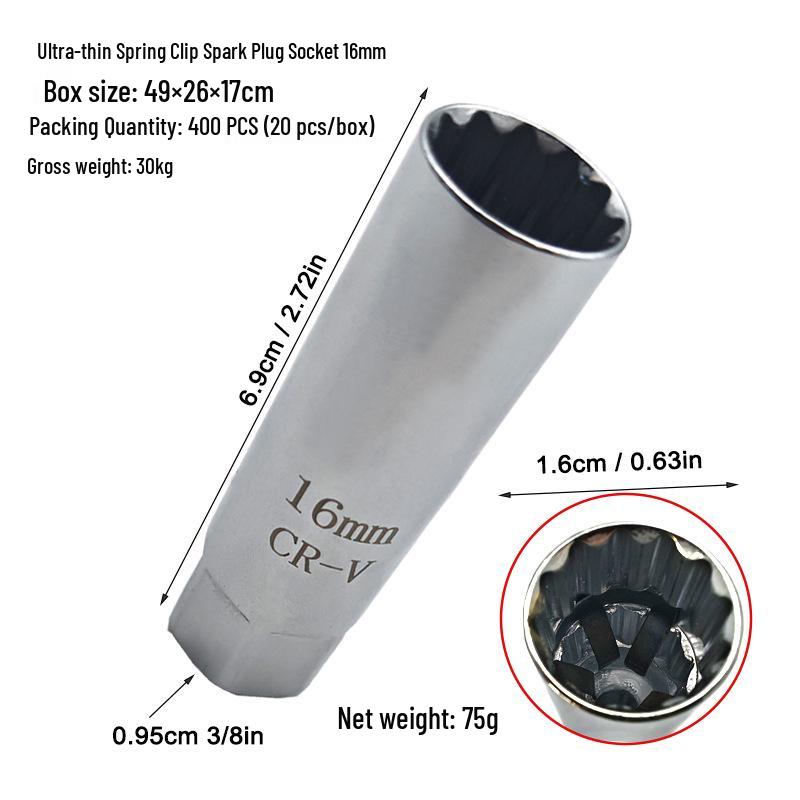 Magnetyczny klucz do świec zapłonowych 3/8" Ultracienki (14-16mm) - Bardzo długie narzędzie do usuwania