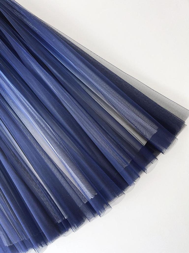 Women's Starry Sky Gradient Pleated Mesh Skirt 2026: Fashionable Slimming Long Skirt with Large Hem