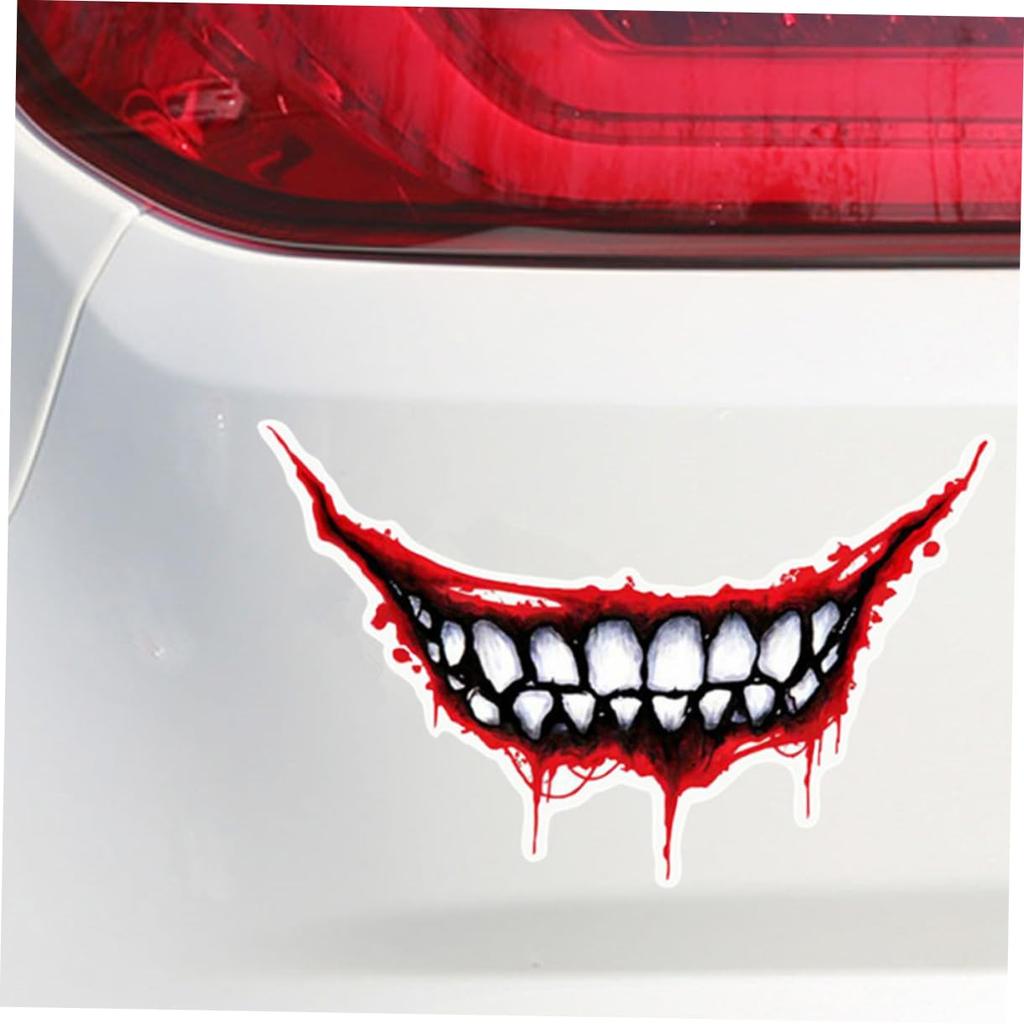 HAWILLOSCH 2 Sheets Bleeding Lips Stickers Vehicle Mouth Teeth Decoration Adhesive Car Mouth Decoration Vehicle Mouth Teeth Bike Helmet Decor