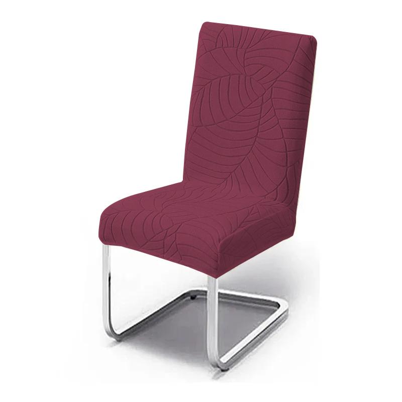 1-6Pcs Solid Spandex Chair Covers Leaf Pattern Seat Protectors For Kitchen Dining Room Home Restaurant Furniture