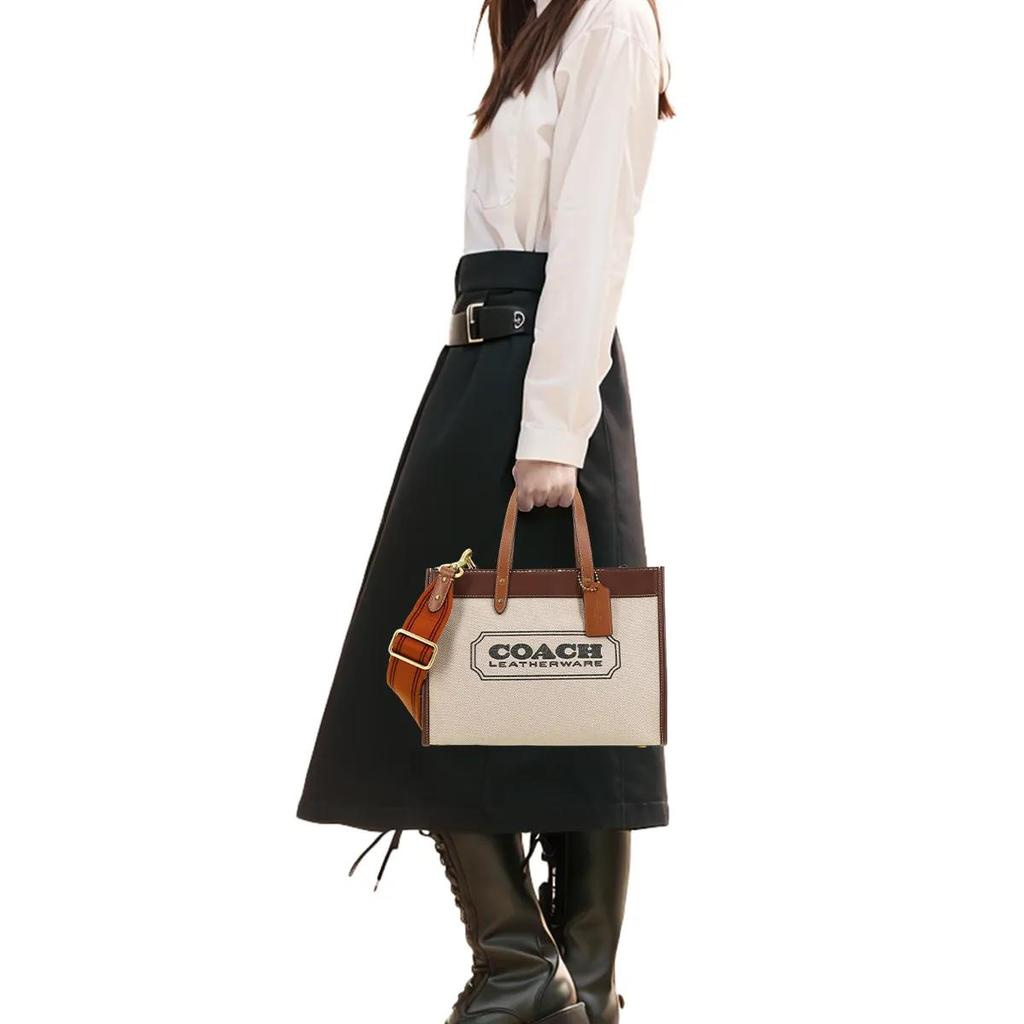 Coach Field Canvas Fabric Cow Leather Tote Bag , Shopping Bag , Handbag , Shoulder Bag , Crossbody Bag Large Women's (Unisex) Handbags