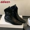 Footwear With Height Increasing Women Chelsea Ankle Boots Pointed Toe Ladies Short Boots Female Zippers Shoes
