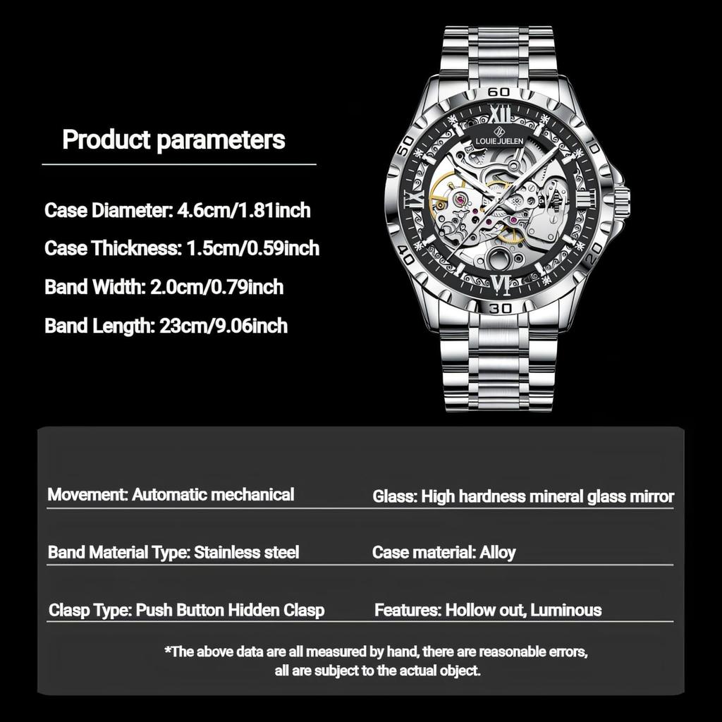 Hollow Skeleton Men's Mechanical Wristwatches Fashion Luminous Watch Men Business Waterproof Automatic Watch For Men