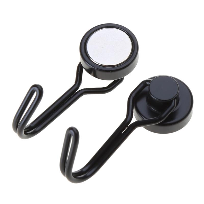 6 Pack Black Extra Strong Magnetic Hooks for Kitchen Gadgets Bedroom Lockers Office Fridges Hanging Decorative Lights