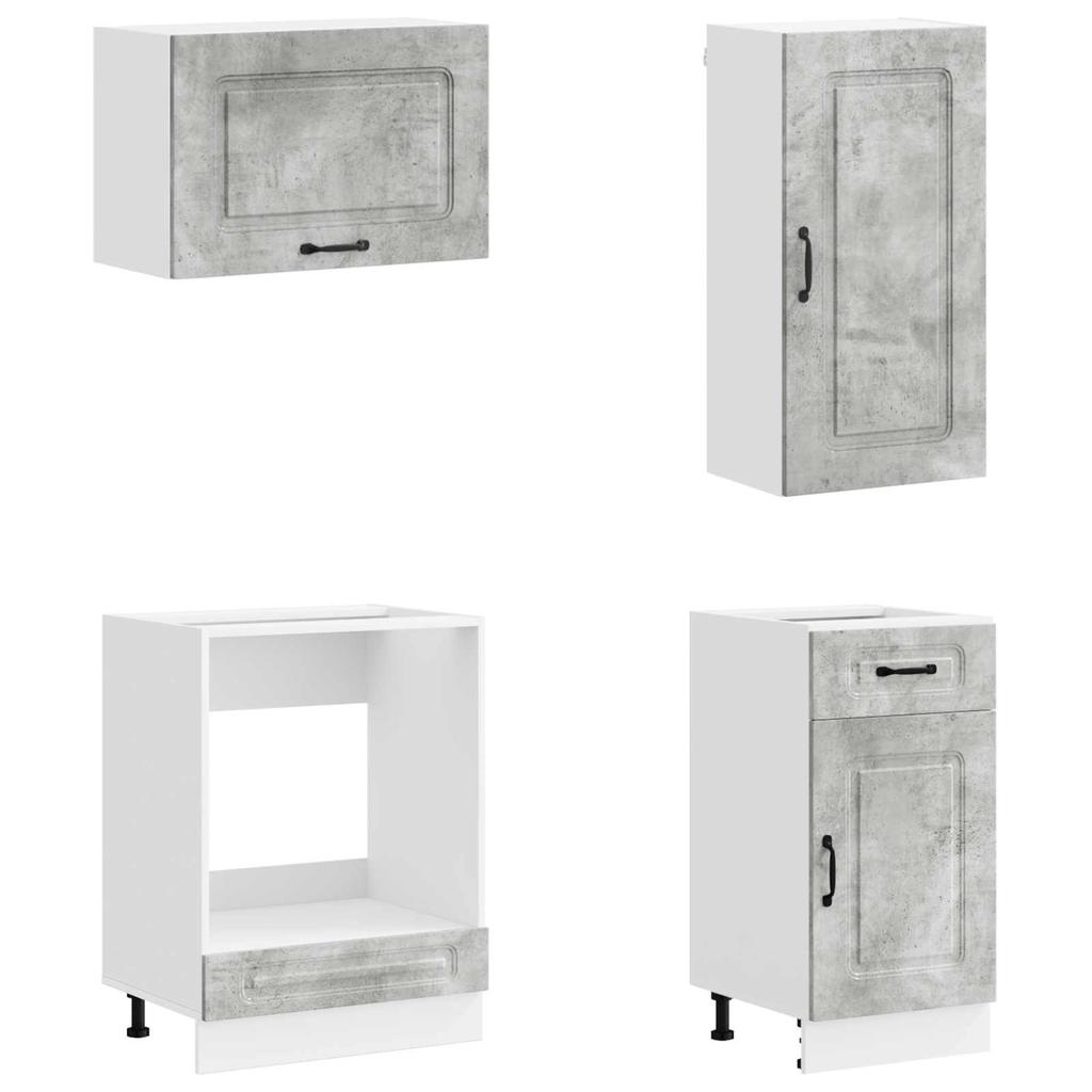 Kitchen Unit KALMAR 8 Pcs Concrete Grey Engineered Wood