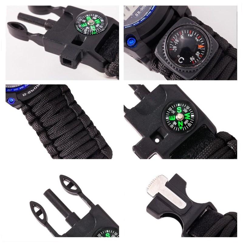 Waterproof Watch Multifunctional Outdoor Survival Rope Bracelet Adjustable Adventure Bracelet