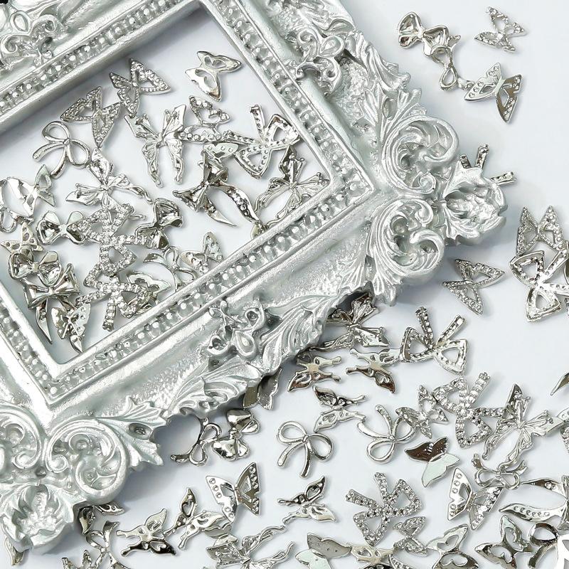 

100 шт. бабочки-бабочки-галстуки-подвески для ногтей, микс, 3D-подвески для ногтей, украшение на День святого Валентина, для ногтей, крылья бабочек, стразы для ногтей