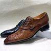 Fashion Men's Handmade Italian Style Genuine Leather Dress Shoes Pointed Toe Python Pattern Wedding Oxford Business Shoes