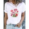 Cute Floral Print T-shirt Ladies Fashion Short-sleeved Clothing Casual Loose Top