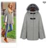 Season's New Models, Temperament Fashion Leather Loop Cloak Type Women's Medium and Long Coat Solid Color Coat