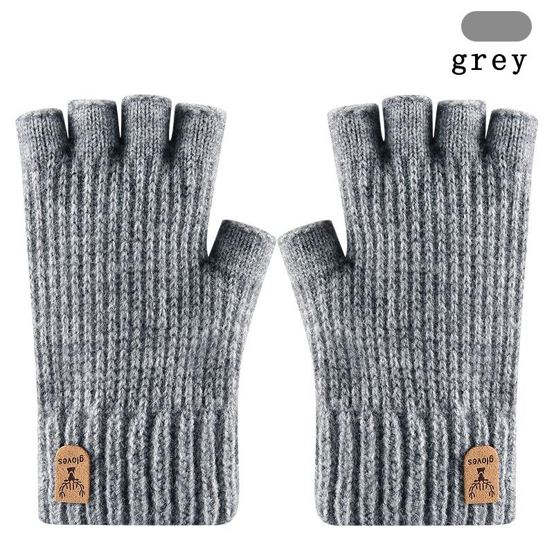 1 Pair Of Autumn And Winter Office And Study Half Finger Gloves, Warm And Cold Resistant Knitted Gloves, Outdoor Cycling Gloves