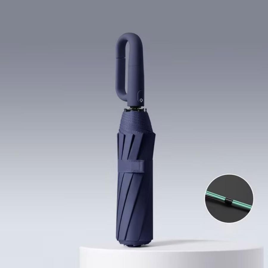 105CM reinforced automatic umbrella, large curved handle head windproof and waterproof telescopic handle umbrella