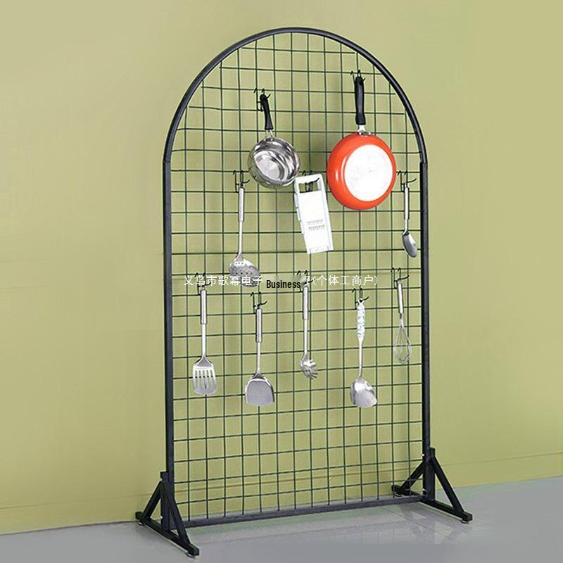 Floor-Standing Wrought Iron Mesh Jewelry Display & Artwork Hanging Stand