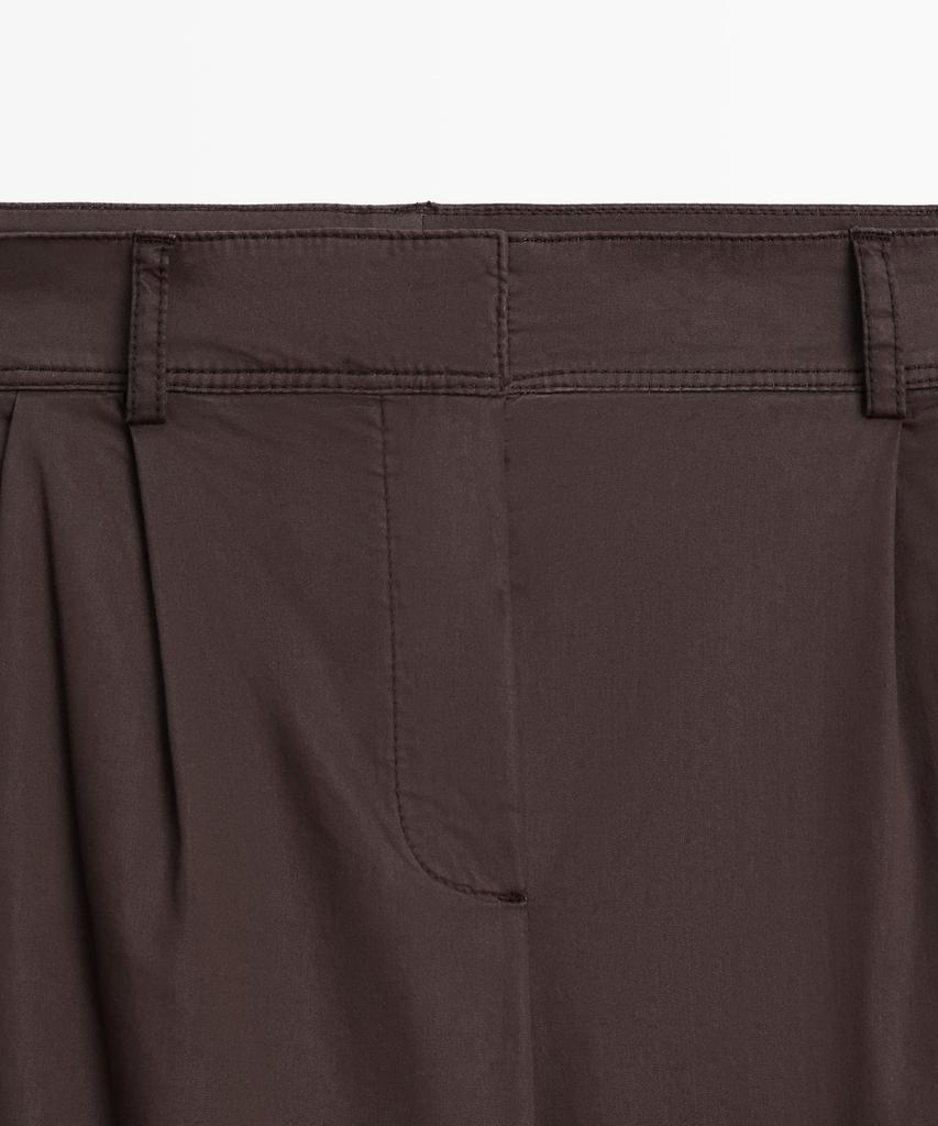 Masimodutti Cotton Poplin Blend Tuck Pants