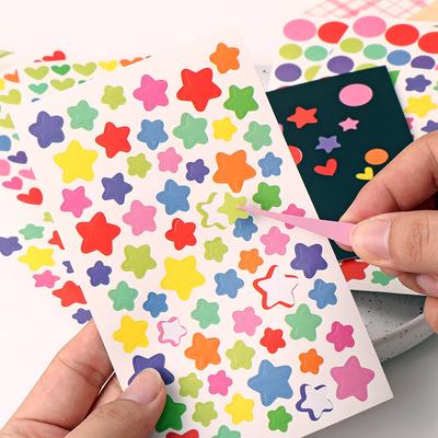 6 Stück Clipbook Aufkleber Selbstklebend Klebend Album Dekoration Zubehör DIY Aufkleber Stern Herz Punkte Farbe Handarbeiten
