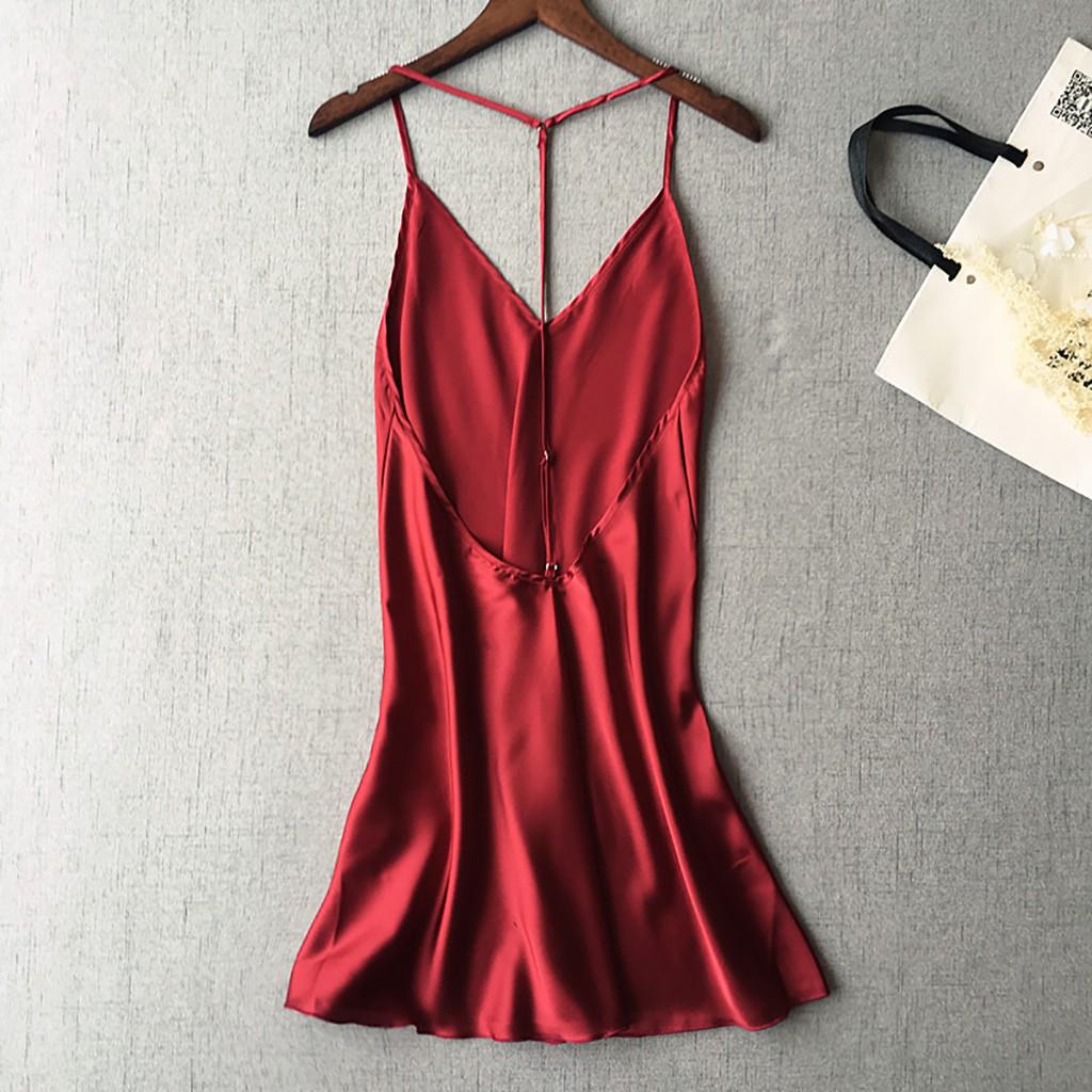 Women Sexy Satin Sleepwear Babydoll Lingerie Nightdress Pajamas