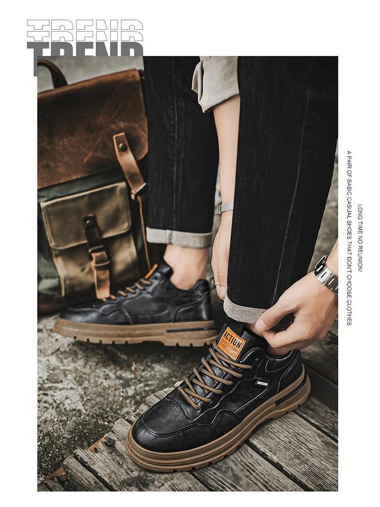 Herren Trendige Wasserdichte Martin Boots: Atmungsaktive, rutschfeste Freizeitschuhe aus Leder für den Herbst.