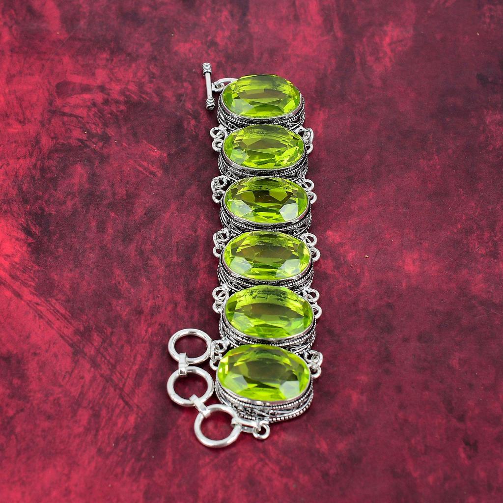 Lemon Topaz Bracelet Handmade Jewelry, 925 Solid Sterling Silver Bracelet Designer Gemstone Jewelry Adjustable Chain Bracelet Gift For Mom