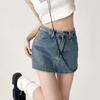 Džínová sukně s vysokým pasem A-line Ženy Summer Spice Girl Krátká sukně v retro stylu Retro Modré Boty Y2k Oblečení Korejský styl