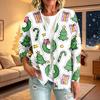 Women's Casual Button-Front Christmas Print Jacket
