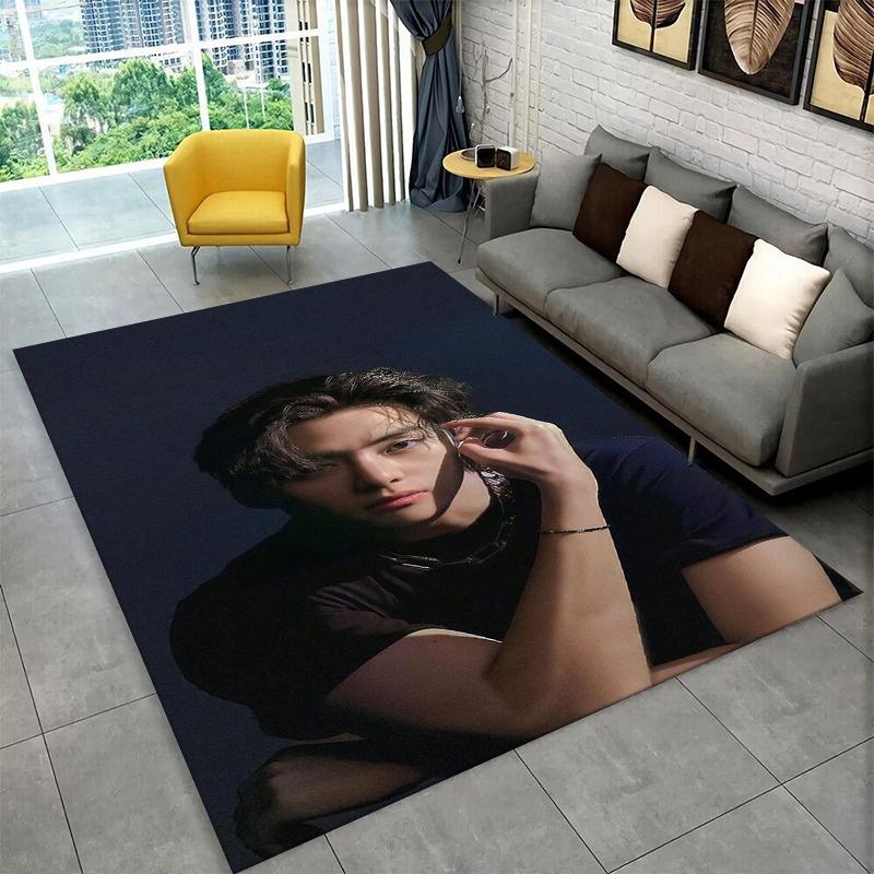 Tappeto Kpop B-BTS Kim Tae Hyung V per Stanza dei Giochi Camera da Letto Soggiorno Divano Arredamento per la Casa, Tappeto per Area Bambini Tappetino Antiscivolo Regalo