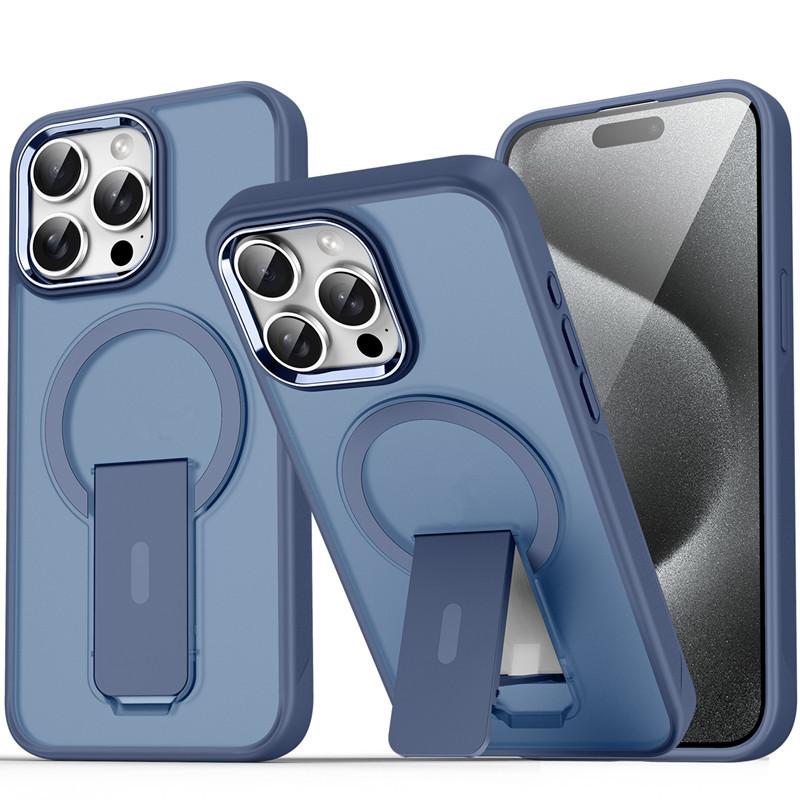Applicable To Iphone16pro Max Bracket Mobile Phone Case Apple 13 Magnetic Suction 14 Hard Case 15pro Niche 12 Simple
