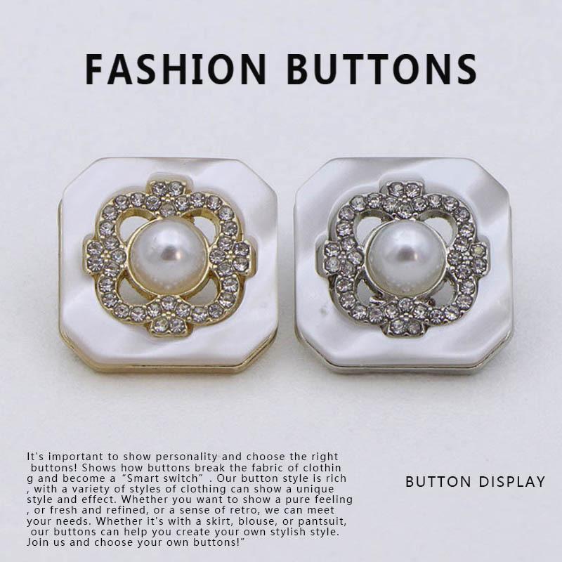 10Pcs Pearl Buttons Diamond-Encrusted Women'S High-End Sweater Delicate Cardigan Cashmere Clothes Metal Buttons
