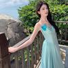 Elegant Blue-Green Maxi Dress: Flowy, Slimming, and Perfect for Vacations