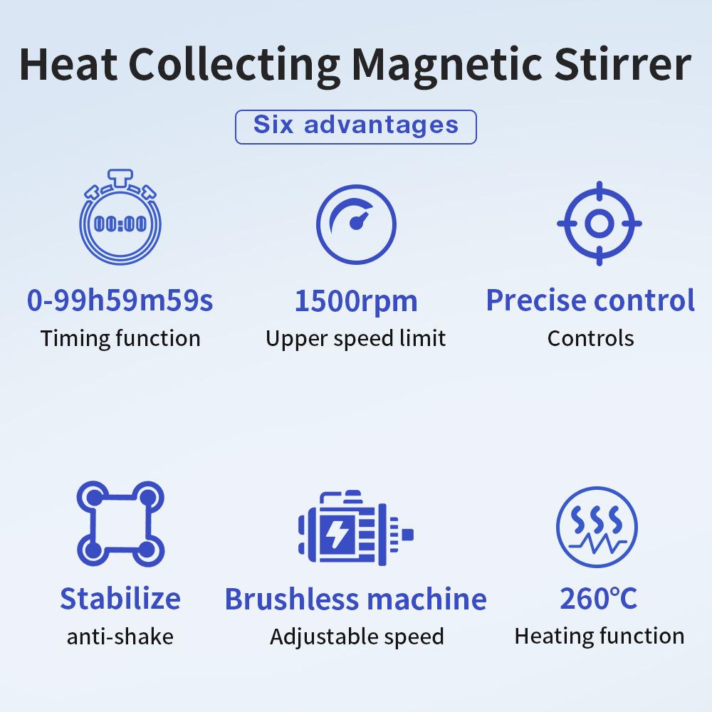 MS800GB Digital Magnetic Stirrer Lab Table Standing Heating Pot Mixer 3L Large Volume 1500rpm Chemistry Laboratory Equipment