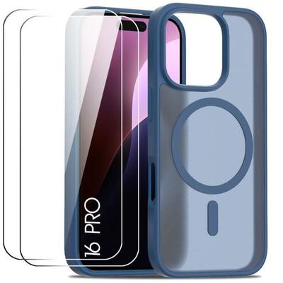 Protective Case - BOOLING - for iPhone 16 Pro - Shockproof - Magnetic Ring - Navy Blue