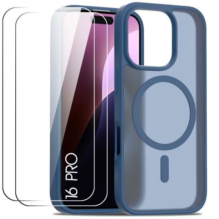 Coque de protection - BOOLING - iPhone 16 Pro - Antichoc - Anneau Magnétique - Bleu Marine