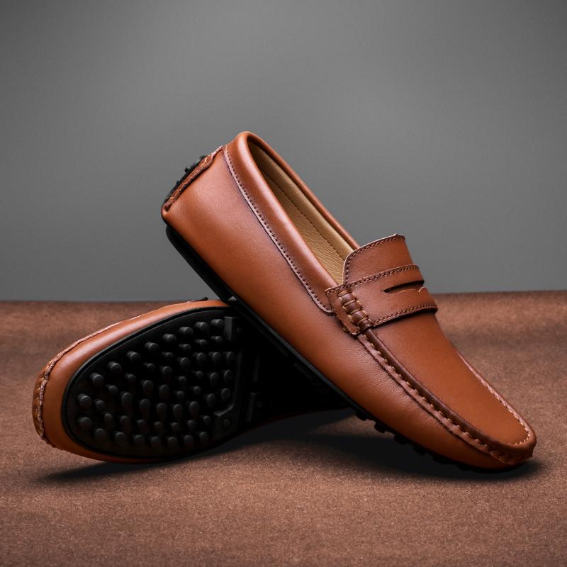 Zapatos de cuero genuino de talla grande, mocasines para hombre, zapatos casuales cómodos, mocasines planos para hombre, calzado para hombre
