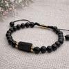 Tourmaline Obsidian Black Lucky Stone Bracelet On a String, Adjustable