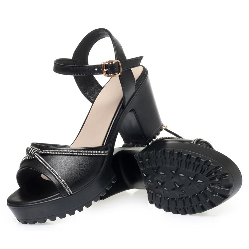 Fashion AIYUQI Women Sandals High Heels 2025 New Genuine Leather Fashion Women Sandals Large Size Rhinestone Summer Sandals Women