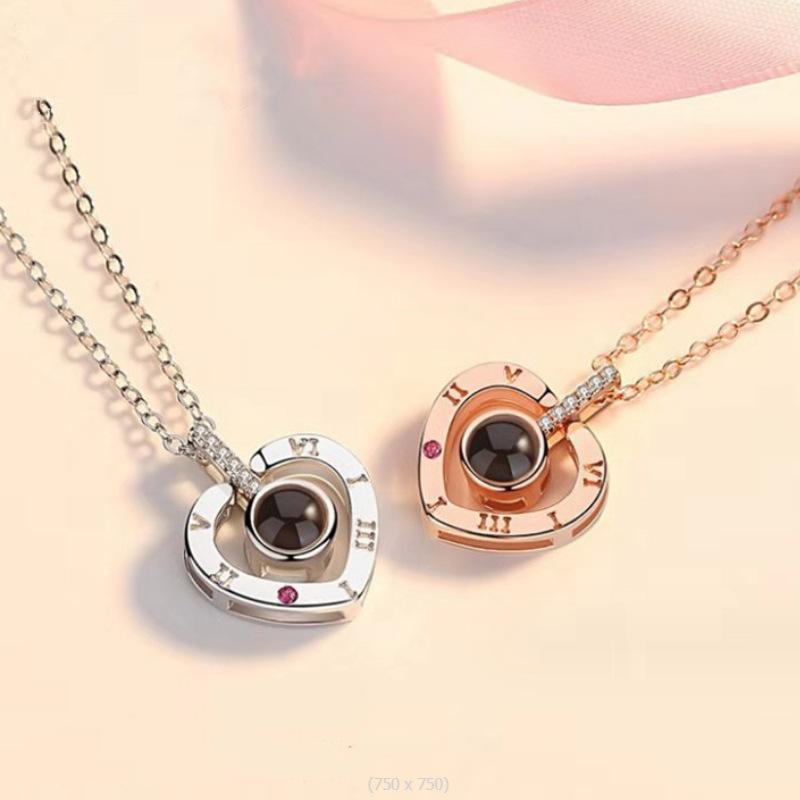 Projection Necklace 100 Languages I Love You Fashion High Sense Simple Versatile Collarbone Chain Gift