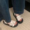 Fashion Fashion Simple and Versatile Platform Belt Buckle Sandals Women's Summer New Round Toe Metal Buckle Heightened Roman Shoes