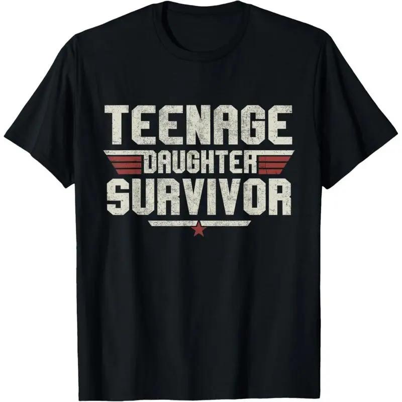 Teen Daughter Survivor T-Shirt - Funny Gift for Dad & Mom - Vintage Father s Day Humor XXXXL