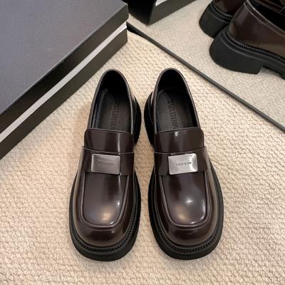 Loafer Plateau-Schuhe Damen Frühling Neu Leder-Stil Kleine Lederschuhe Modisch Vielseitig Runde Spitze Einzelne Schuhe