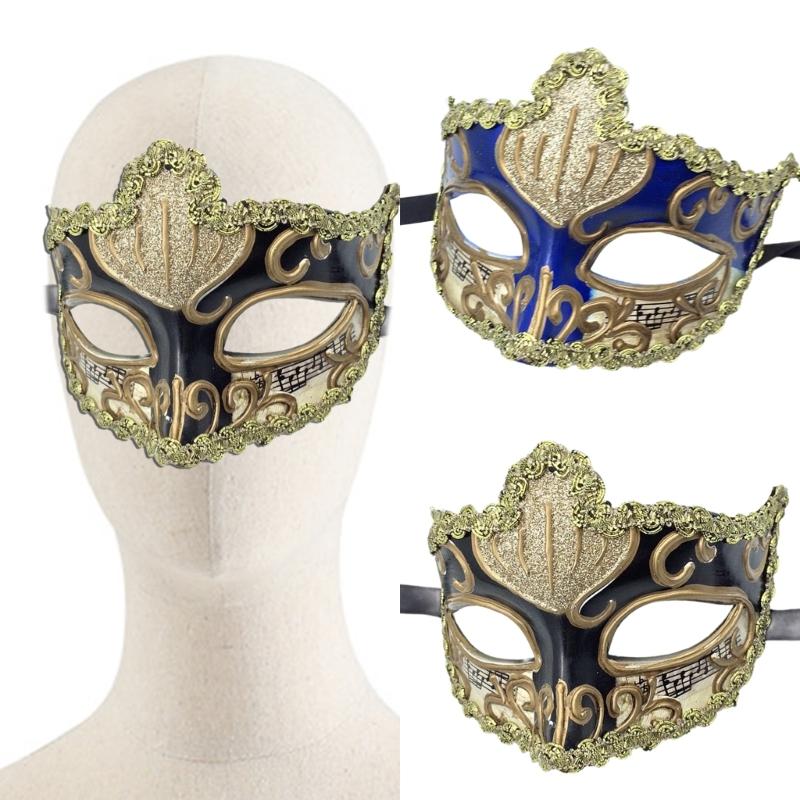 Unisex Masquerade Mask Half Face Mask Halloween Party Mask Hand Painted Masquerade Eye Mask For Men Women Cosplay