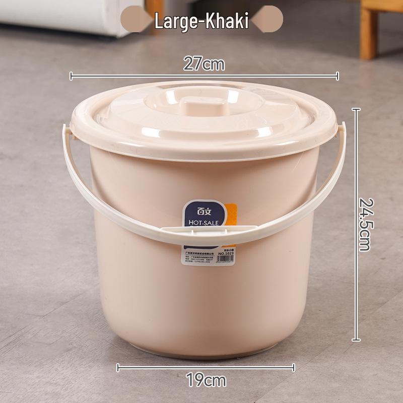 Portable Round Plastic Bucket with Lid - Thickened for Household Use, Storage, Cleaning, and Children's Beach Fun
