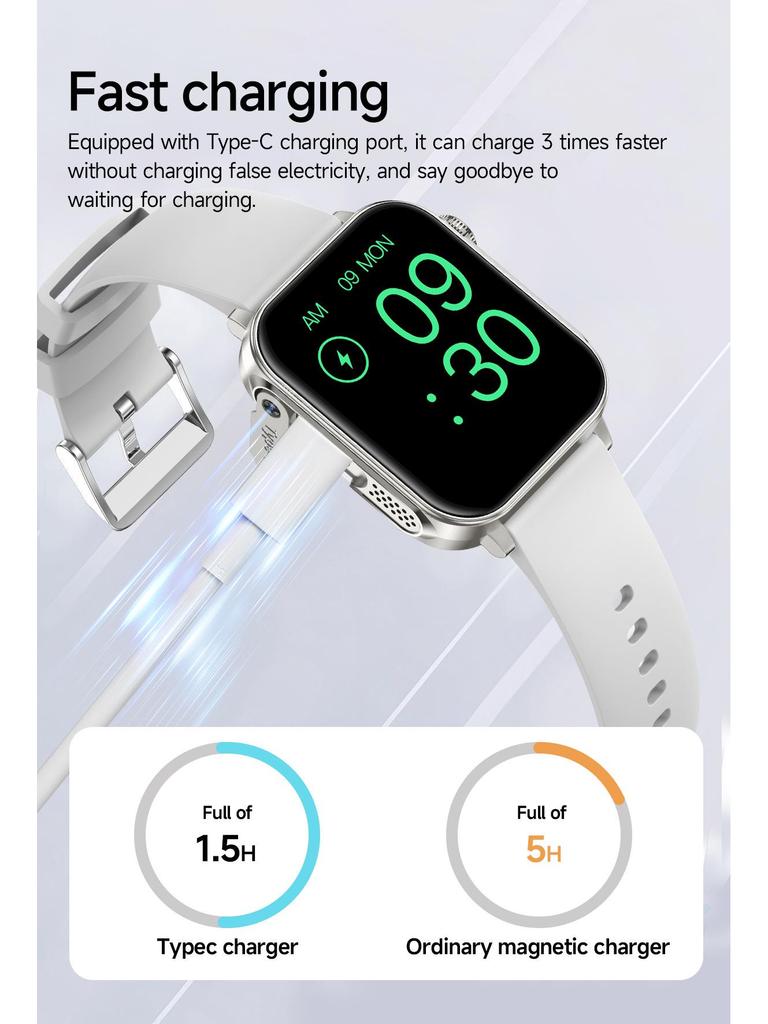 V96 Bluetooth Smartwatch: 1,83"-Bildschirm, Outdoor-Sport, Herzfrequenz- und Blutdrucküberwachung