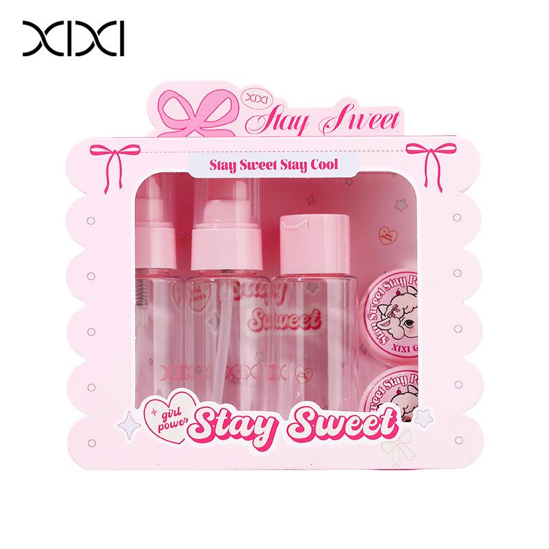 xixi Multi-Purpose 5-Piece Travel Set: Refillable Bottles for Cosmetics, Face Cream, Lotion, and Perfume.