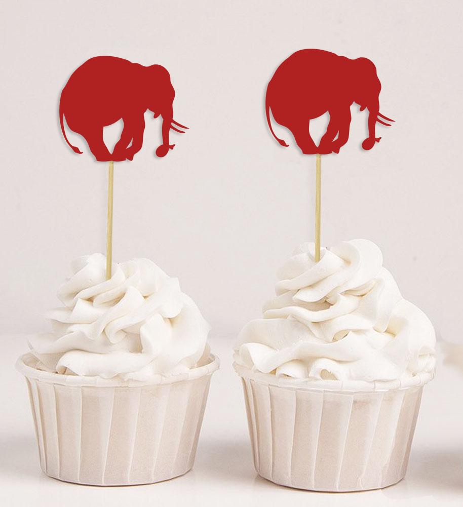 Darling Souvenir| Elephant Shape Cupcake Toppers| Birthday Party  Baby Shower Dessert Decorations - Pack Of