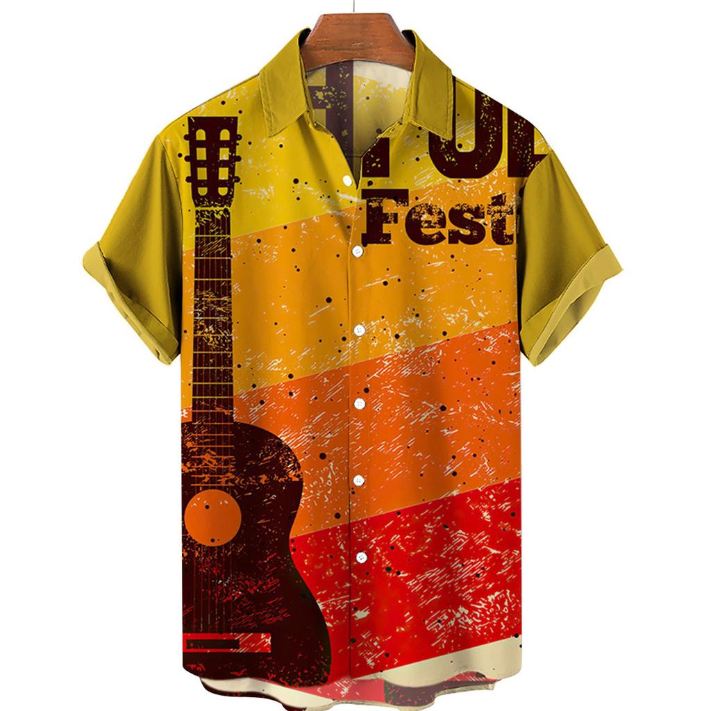 Chemise hawaïenne décontractée d'été imprimée en 3D pour hommes, chemise de bord de mer de vacances